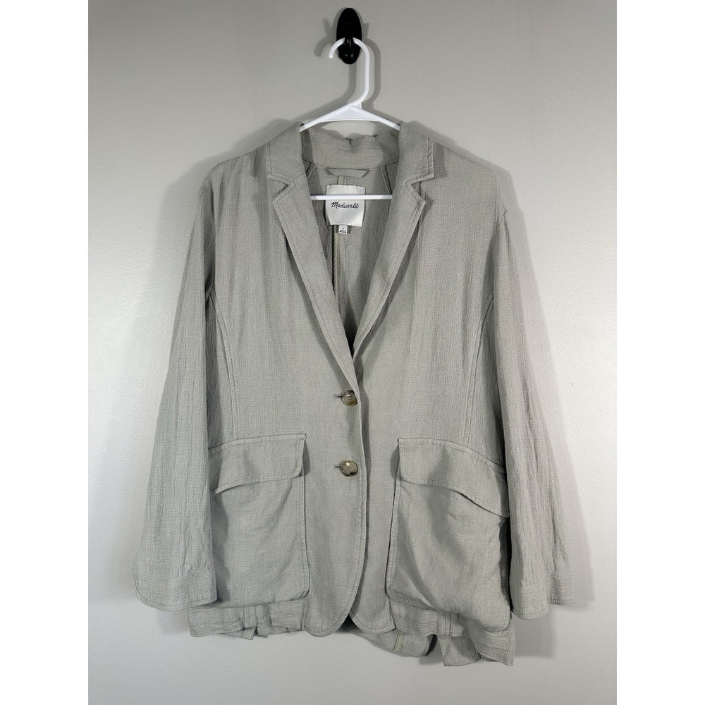 Madewell Blazer Womens Small Green Breezewoven Larsen Linen Blend